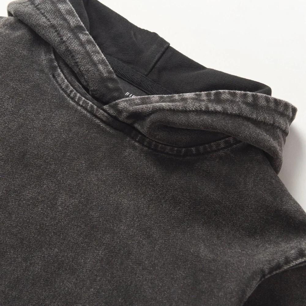 Little Bipsy Acid Wash Short Sleeve Hoodie Black - Picture 4 of 7